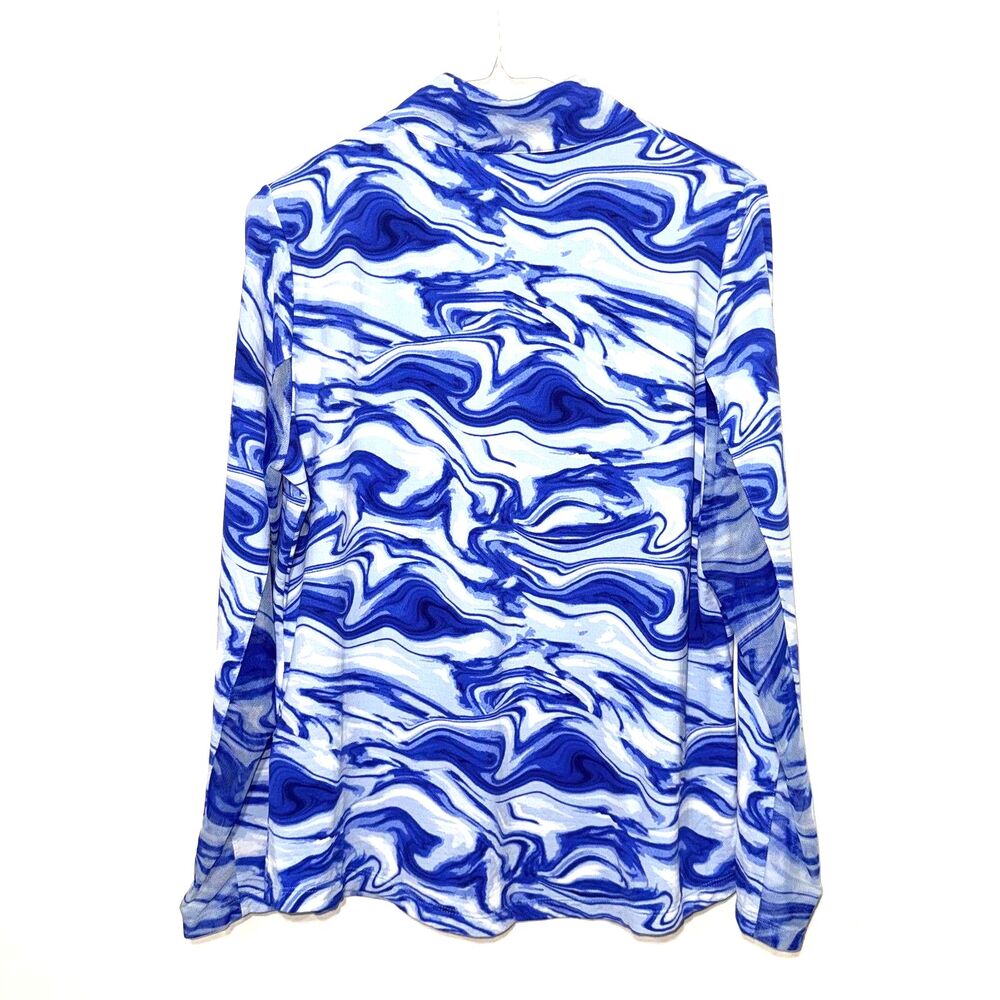 IBKUL Long Sleeve All Over Print Quarter Zip Golf Shirt - Blue/White L - Picture 2 of 6